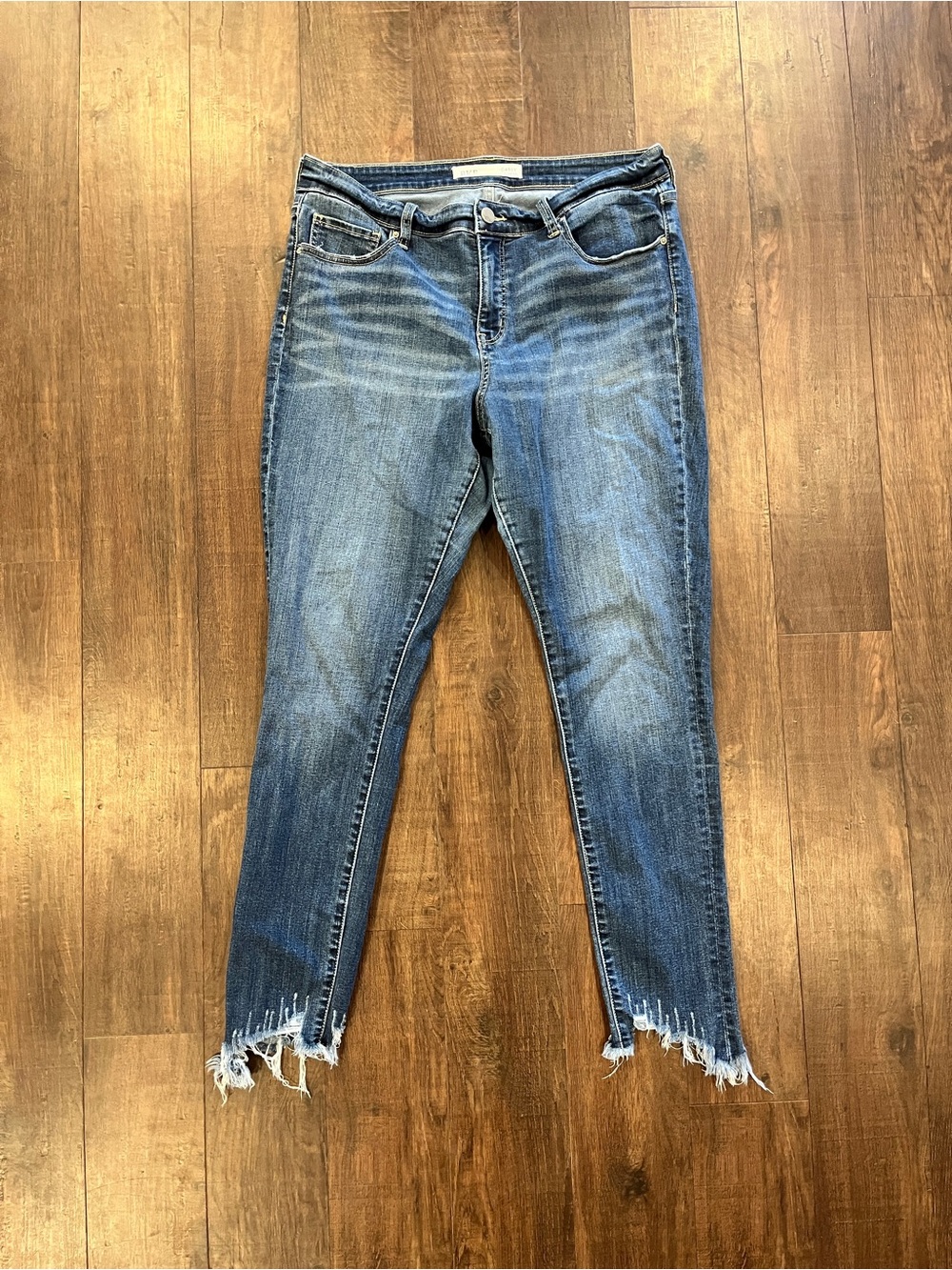 BKE Gabby Jeans Womens 30 Blue Curvy Fit High Rise Stretch Ankle Skinny Raw Hem